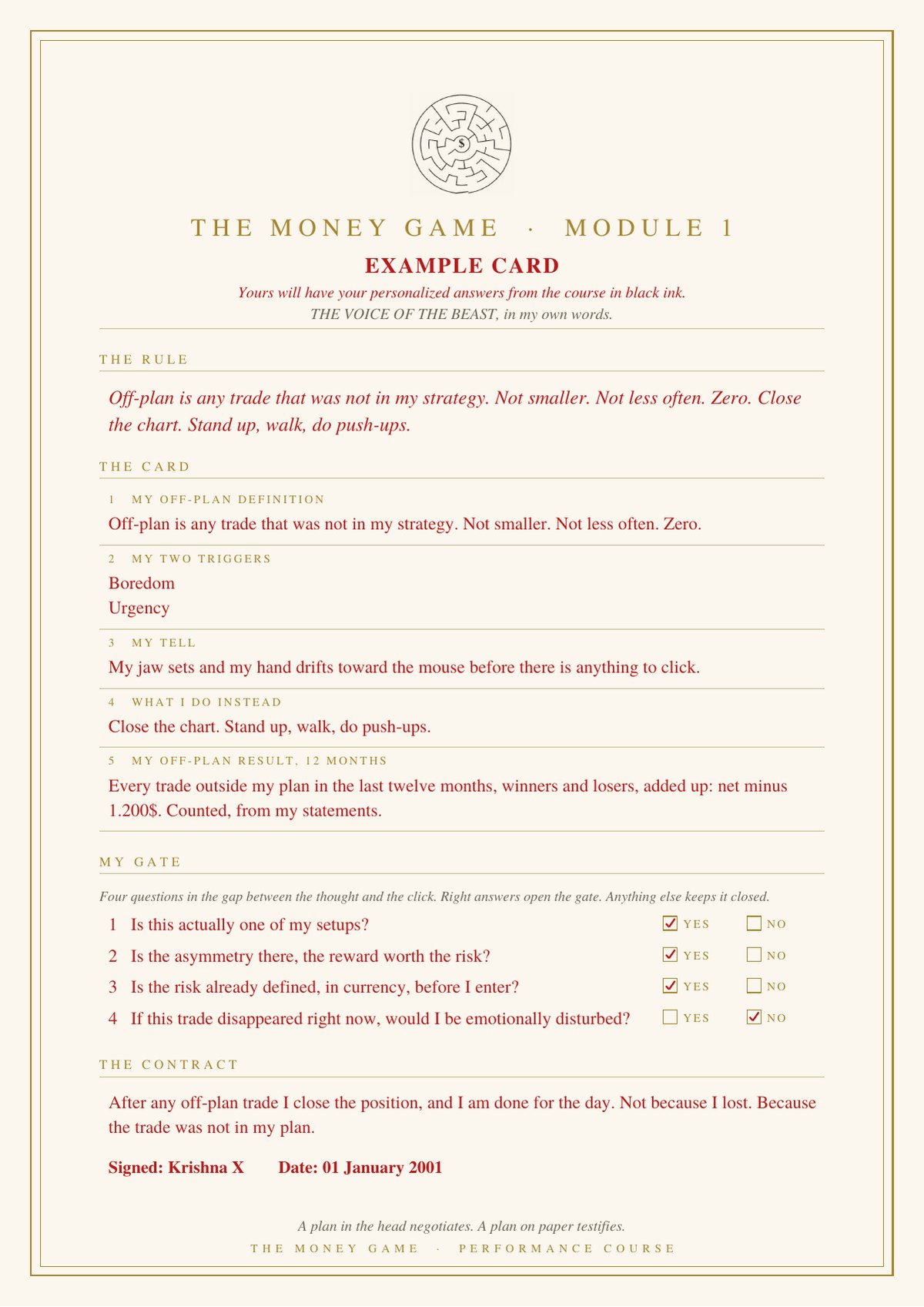An example card