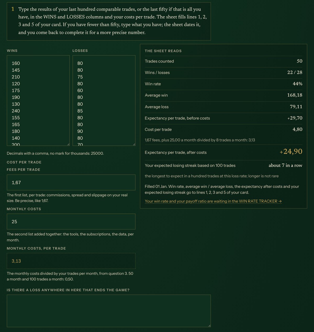 Module 4: the numbers sheet